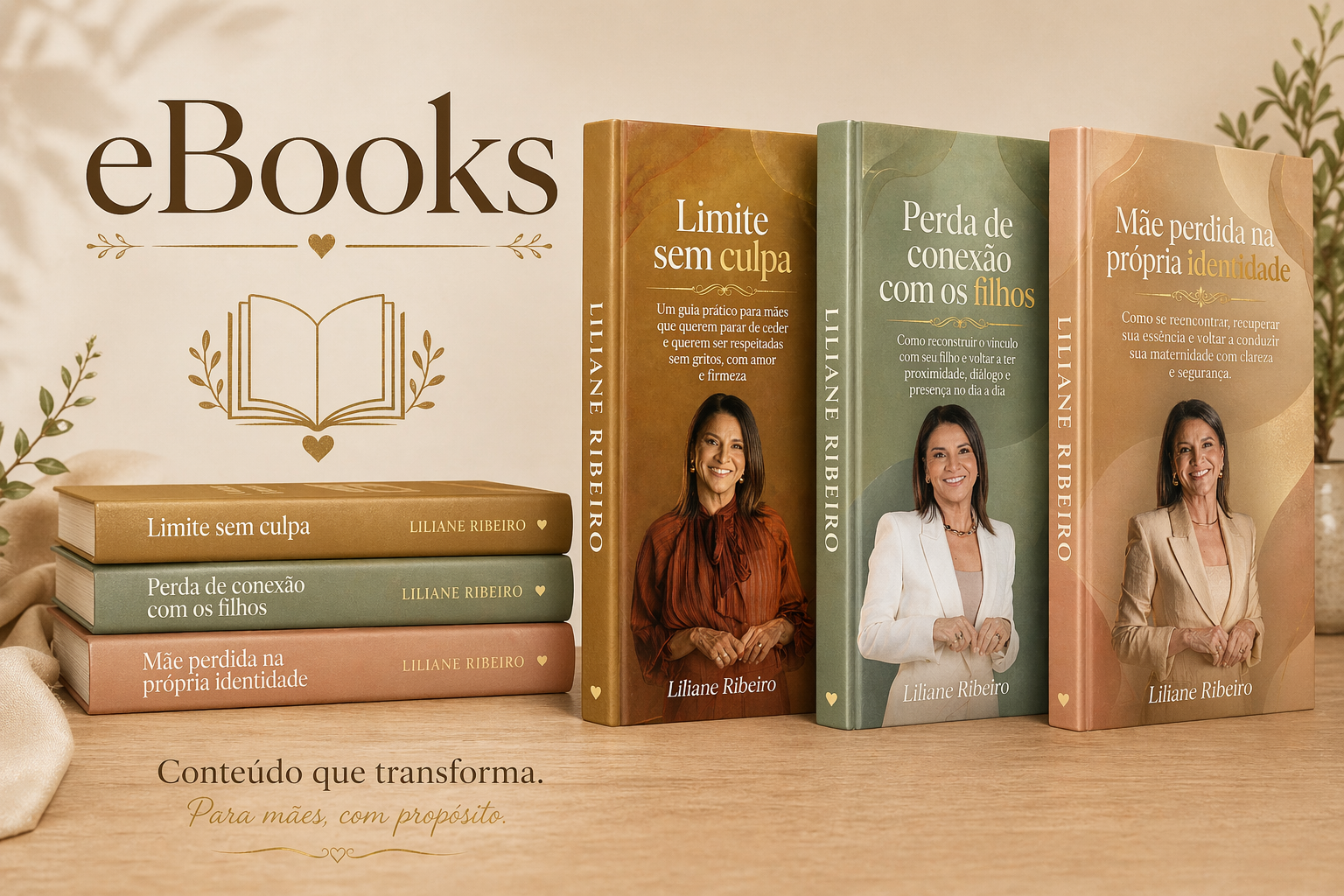 Combo dos 3 ebooks: Limites sem culpa, Perda de conexão com os filhos e Mãe perdida na própria identidade